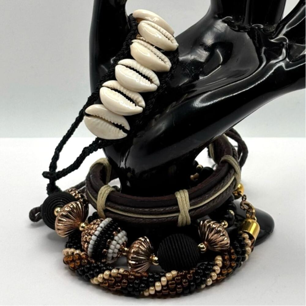 Bohemian Black & Gold Mixed Bracelet Set